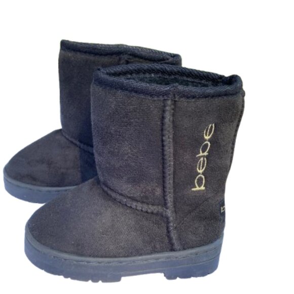 bebe Girls Black Suede Fabric Booties, Lined with Faux Fur, Rubber Soles, sz 7 - Picture 11 of 11